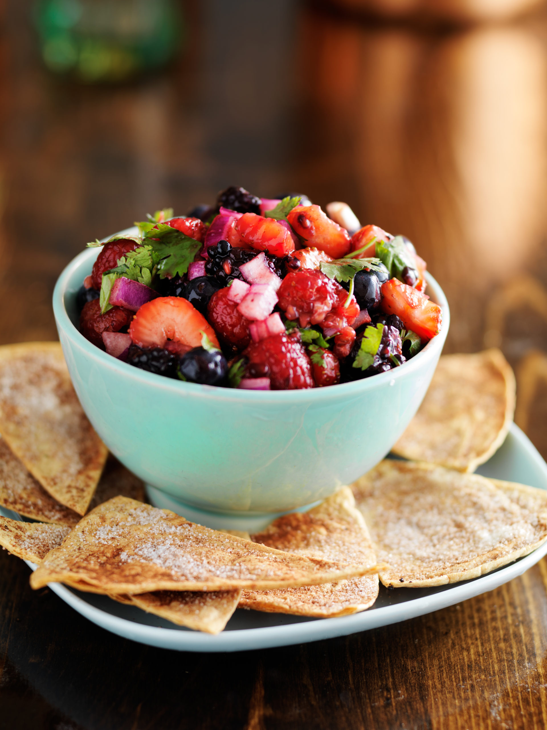 Fresh Fruit Salsa with Baked Cinnamon Tortilla Chips